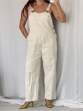 rare big bud press ivory denim overalls ✧